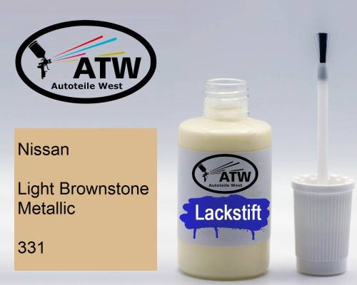 Nissan, Light Brownstone Metallic, 331: 20ml Lackstift, von ATW Autoteile West.